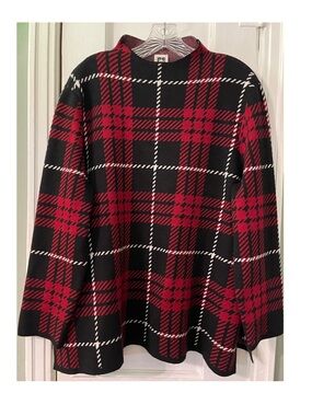 EUC Anne Klein Marled Red and Black Knit Sweater